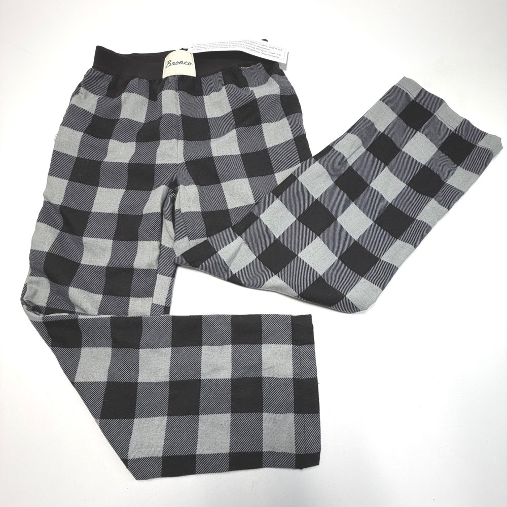 Bronco Buffalo Plaid Pajama Pants Youth 8 Black Gray‎ NWT Lounge Sleepwear